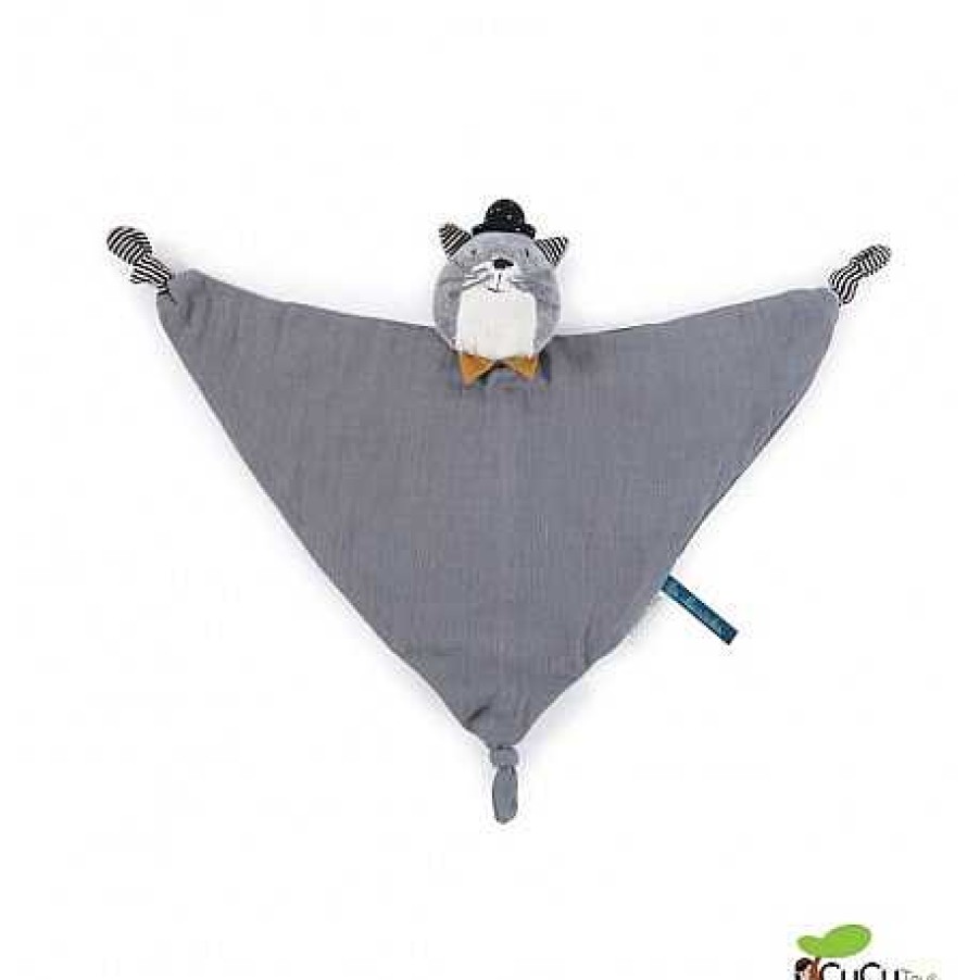 Beb S Moulin Roty | Moulin Roty - Doudou Mantita Gato Gris Clarito - Les Moustaches