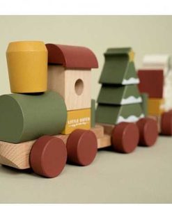 Juguetes Little Dutch | Little Dutch - Tren Apilable De Madera, Especial Navidad