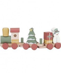 Juguetes Little Dutch | Little Dutch - Tren Apilable De Madera, Especial Navidad