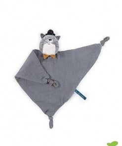 Beb S Moulin Roty | Moulin Roty - Doudou Mantita Gato Gris Clarito - Les Moustaches